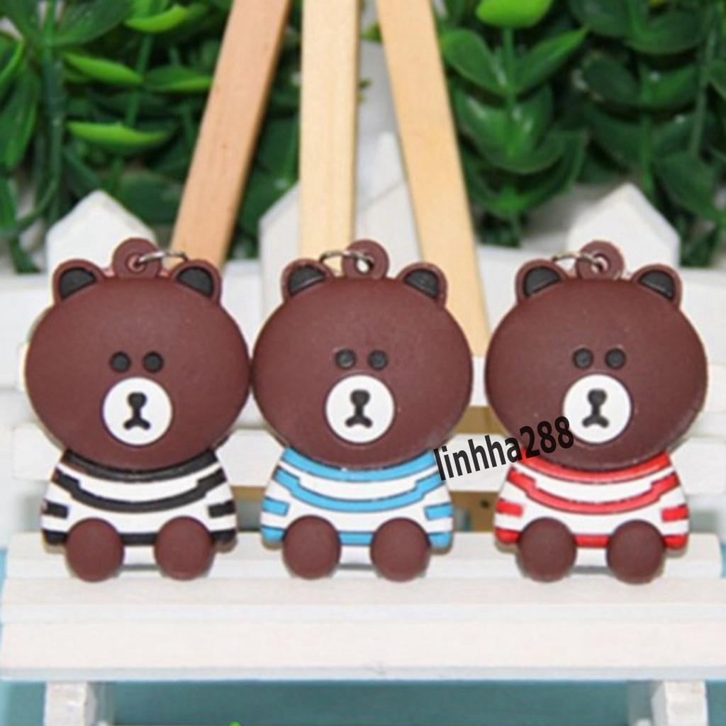 Móc khóa gấu Brown mặc áo sọc - Móc khóa thỏ Cony và gấu Brown