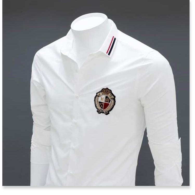 ÁO SƠ MI LỤA KHÔNG NHĂN,2 MÀU SANG TRỌNG,HỌA TIẾT LOGO ÁO SIÊU NGẦU KHÁNH AN FASHION