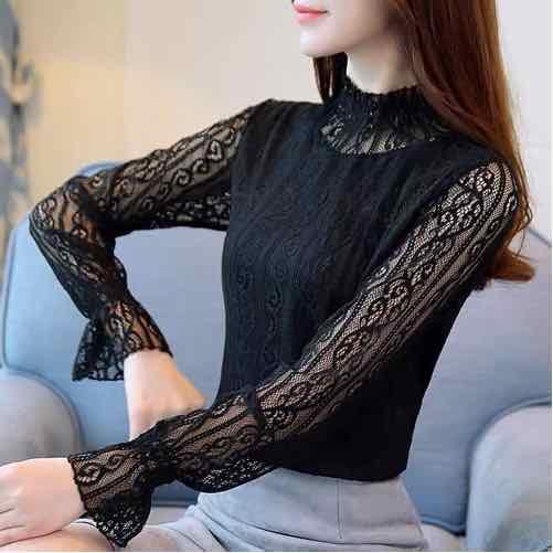 ÁO SƠ MI REN NỮ CỔ CAO SANG CHẢNH