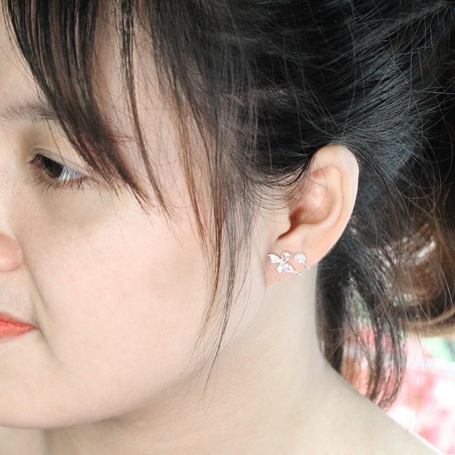Bông tai nữ Hồ Điệp kiểu khuyên đeo sát tai phong cách cá tính, sang trọng chất liệu bạc 925 trang sức Bạc Quang Thản