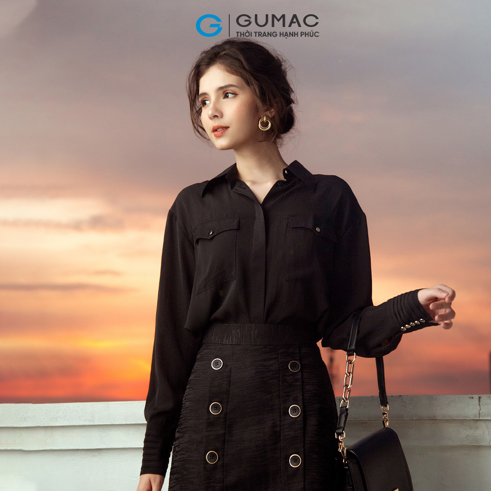 Áo sơ mi nữ GUMAC AB906 túi đắp