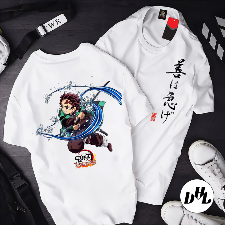 Áo thun trắng Anime, Manga Tanjiro 010, Unisex Nam Nữ có Size áo từ 25-95kg