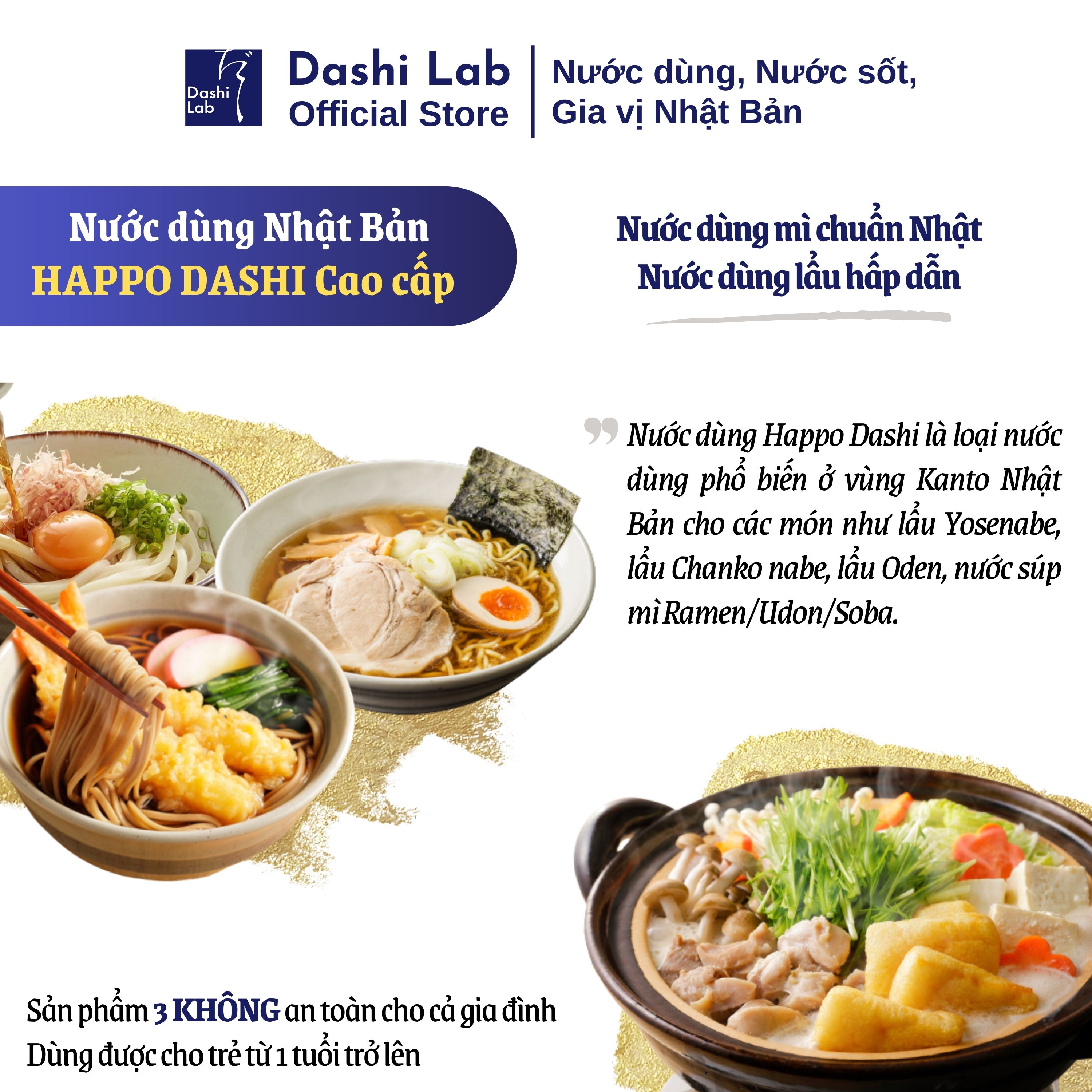 Combo Mì Lạnh Nhật Bản 1 Chai Nước Dùng HAPPO DASHI 340g Và 1 Gói Mì Soba OGAWA SEIMEN 200g DASHI LAB Chuẩn Bản Xứ