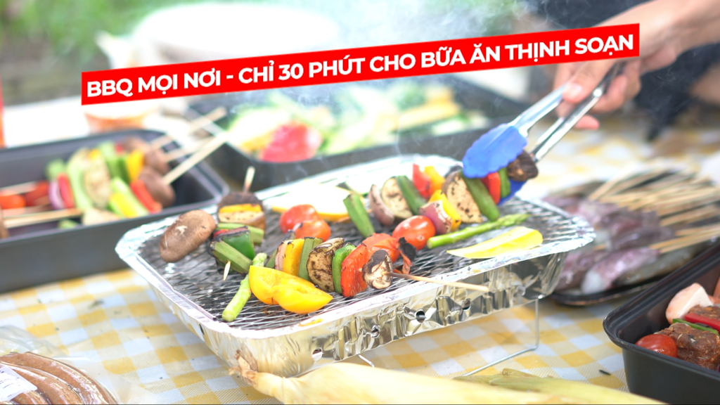 Khay Nướng BBQ Du Lịch Kèm Than Tiện Dụng Dùng 1 Lần Uncle Bills YH-B05-S
