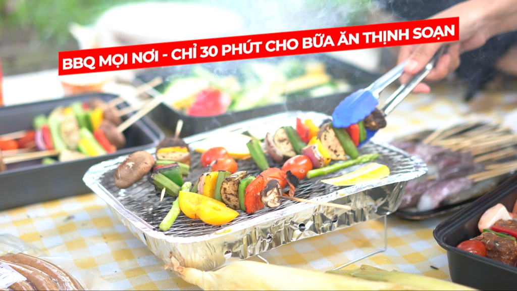 Khay Nướng BBQ Du Lịch Kèm Than Tiện Dụng Dùng 1 Lần (Bao Gồm Khay + Than + Đế) Uncle Bills YH-B05-S