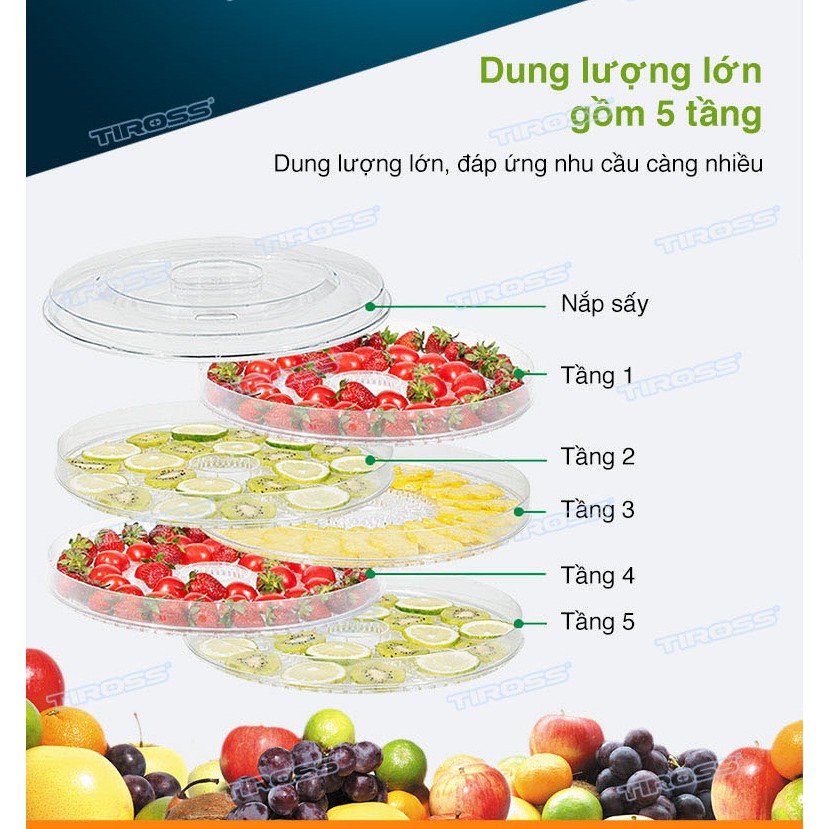Máy Sấy Thực Phẩm - Làm Sữa Chua Tiross TS9682 - Hàng chính hãng