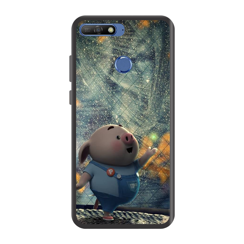 Ốp lưng TPU viền dẻo cho điện thoại HUAWEI Y6 PRIME Hình Heo Con Chạy Bộ