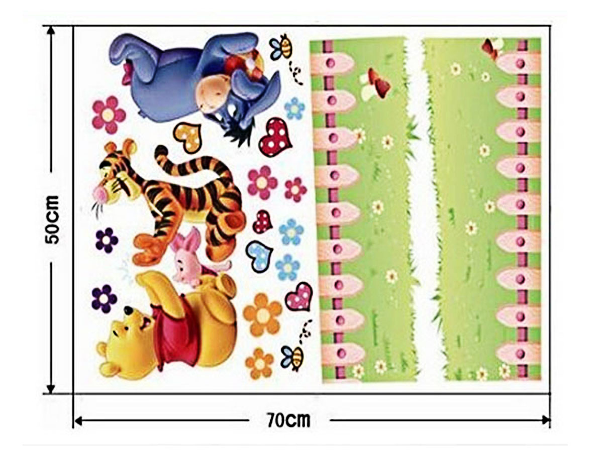 DECAL DÁN TƯỜNG GẤU POOH EEYORE CÙNG CHƠI ĐÙA