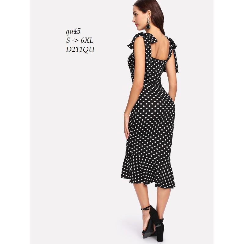 DRESS134 ĐẦM ÔM BODY CHẤM BI ĐUÔI CÁ