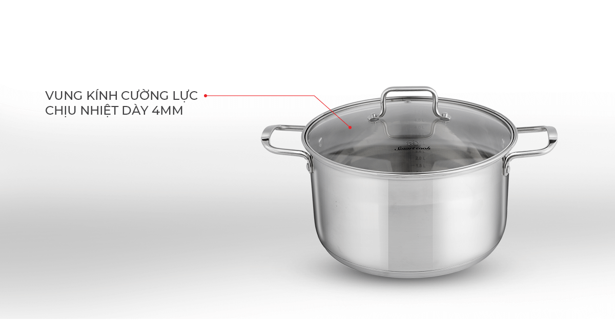 Bộ nồi quánh inox cao cấp Smartcook 2101OL size 16, 20, 24cm, Hàng chính hãng, dùng được mọi loại bếp - JoyMall