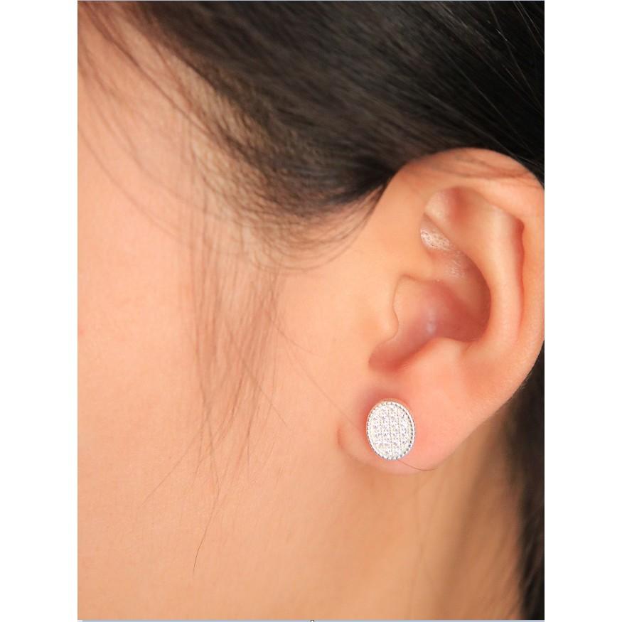 Bông Tai Bạc Nữ Oval Full Diamond