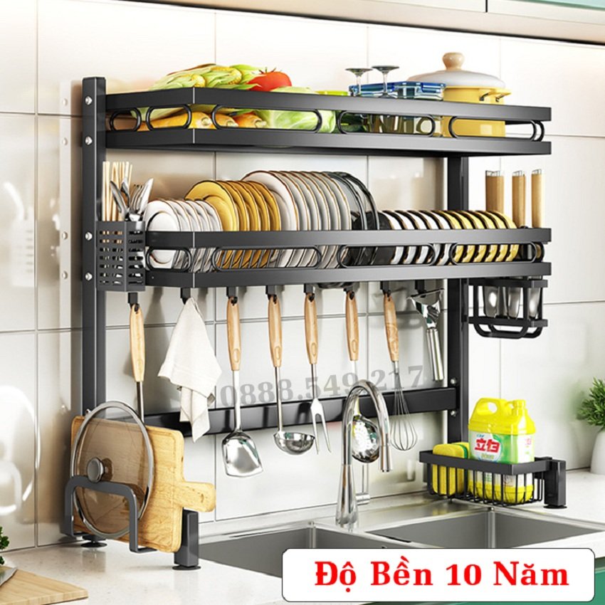 Kệ Úp Bát Đĩa .Kệ Úp Chén Đĩa 2 Tầng Đa Năng Loại 2 Tầng Đầy Đủ Kích Thước 85cm và 95cm