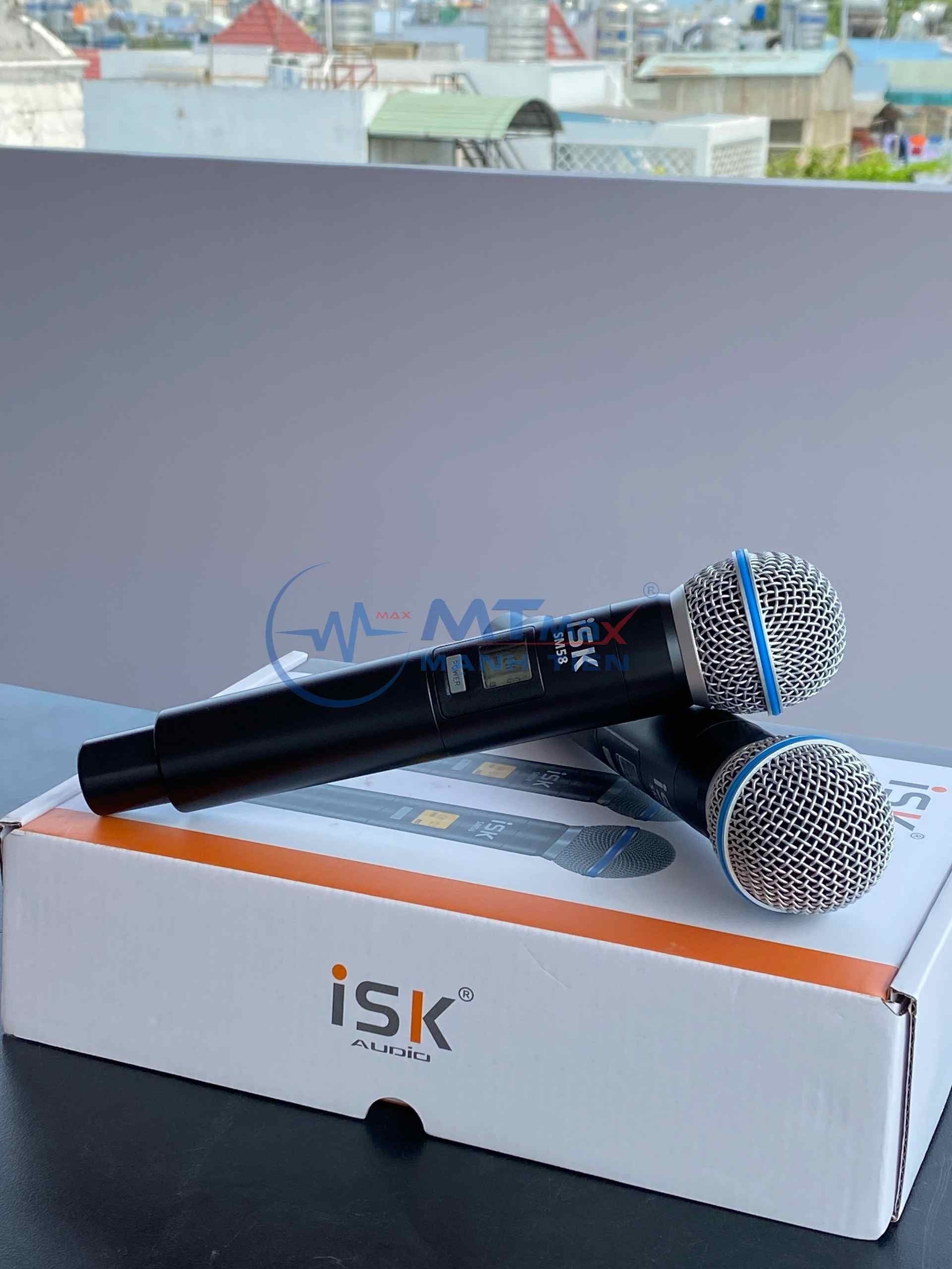 Micro ISK SM58 Không Dây, Phiên Bản 2 Micro dùng cho hát karaoke gia đình sân khấu hút âm tốt