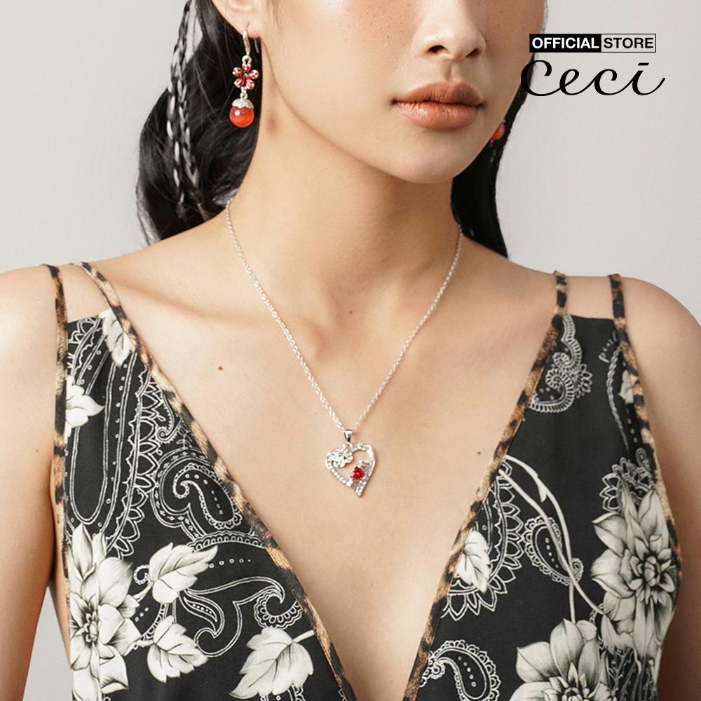 CECI - Dây chuyền nữ sợi mảnh phối mặt hình trái tim đính đá thời trang CC4-01000187-07