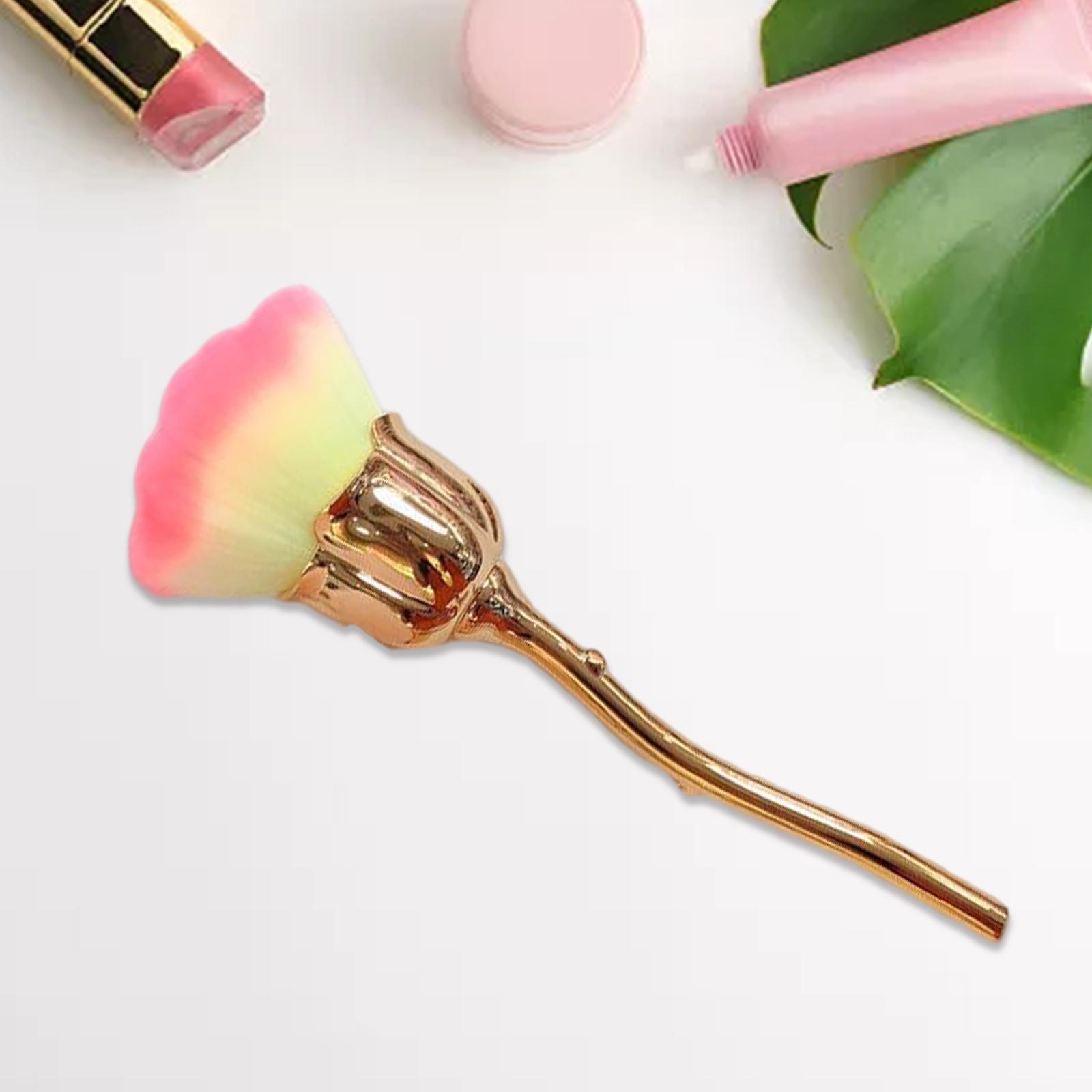 Soft Rose Make Up Brush Large Professional for Face Powder Travel Countertop