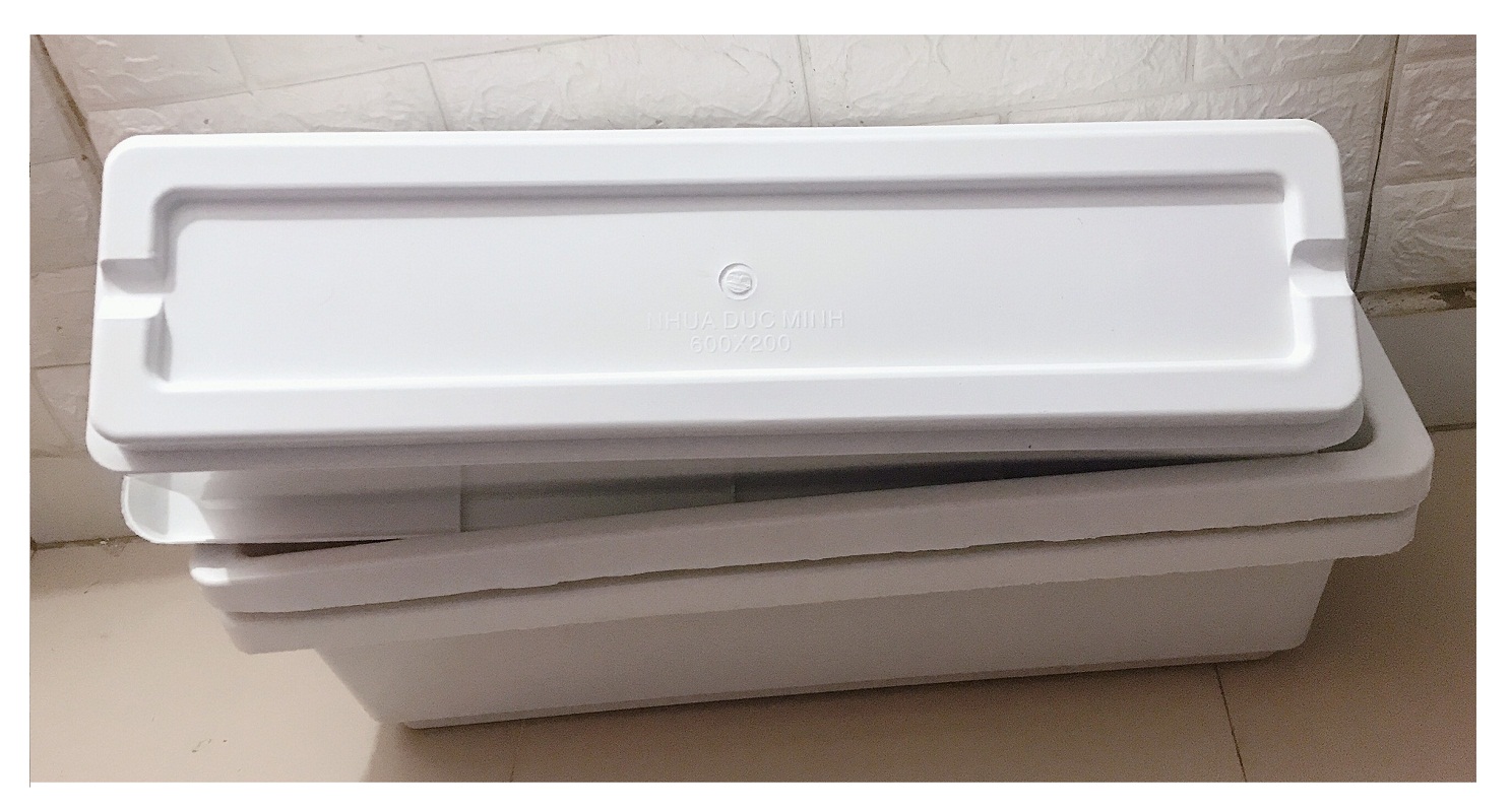 5 Chậu/ Khay/ Máng Nhựa Trồng Rau, Trồng Hoa, Cây Cảnh Kích Thước 60X20X16Cm - Màu Trắng
