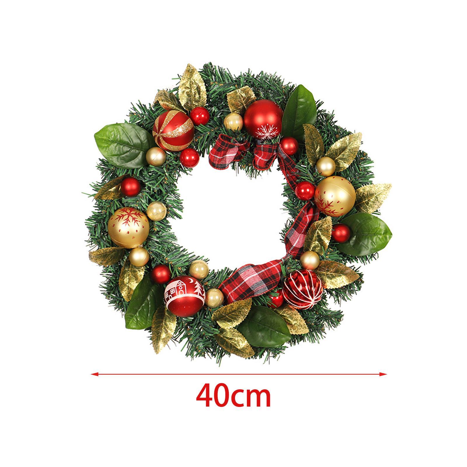 16inch Christmas Ball Wreath Shatterproof Hanging Glitter Garland Ornaments Door Wreaths for Xmas Front Yard Thanksgiving Holiday Decor