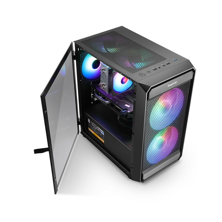 Vỏ máy tính Case Segotep Artist 2F RGB sẵn 2 Fan LED ARGB Gaming Kính cường lực - Hàng chính hãng NetWork Hub phân phối