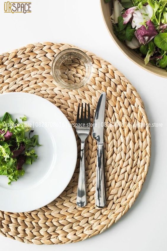 Tấm lót đa năng bằng lục bình đường kính D37/ Round hyacinth place mat D37 natural color