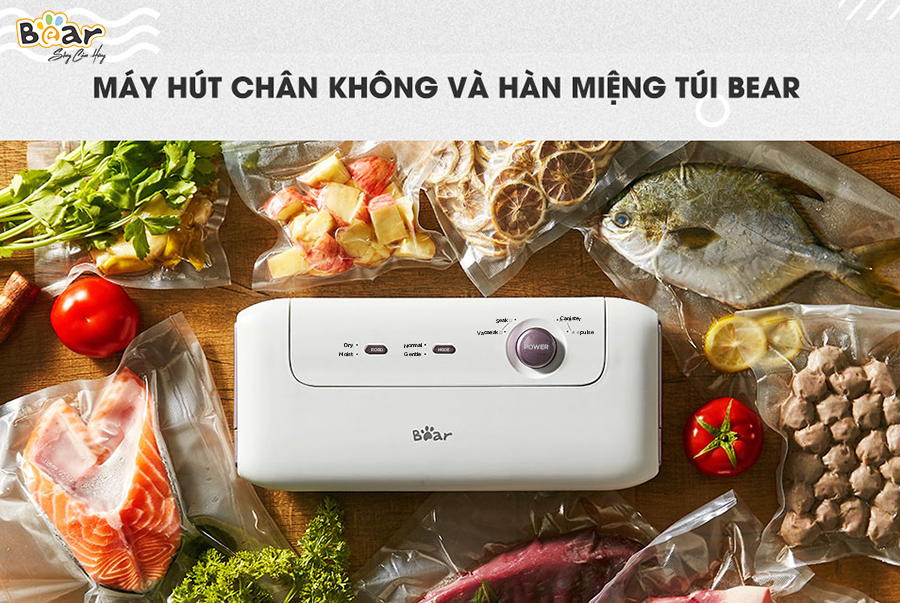 Máy Hút Chân Không Thực Phẩm Tự Động Gia Đình BEAR VS-B01V1 Công Suất 130 W - Hàng Chính Hãng