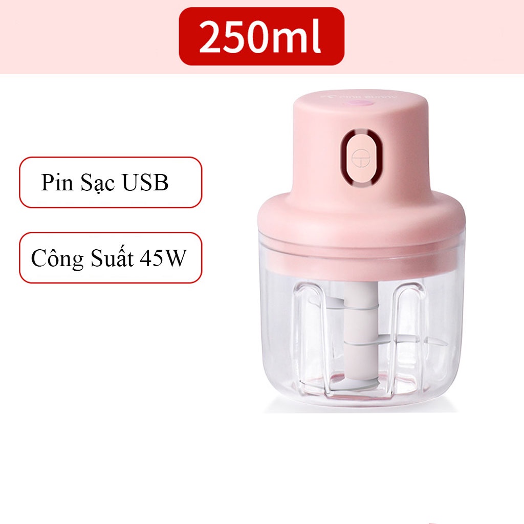 Máy Xay Tỏi Ớt Mini Cầm Tay Dùng Pin Cổng Sạc USB - Hàng Chính Hãng