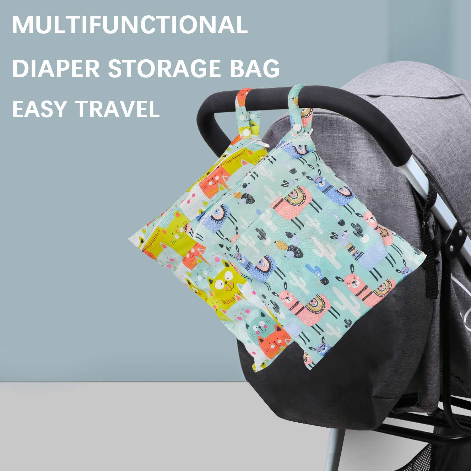 2PCSDIAper Wet / Dry Tag Túi chống thấm nước tái sử dụng có thể tái sử dụng với hai túi có khóa kéo