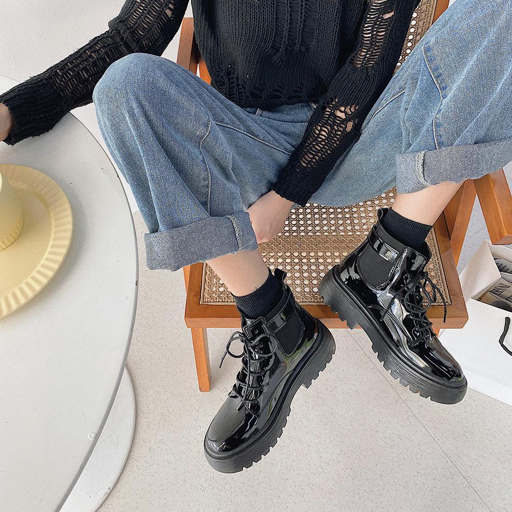 Giày bốt da PU màu bóng/ nhám siêu cá tính thời trang