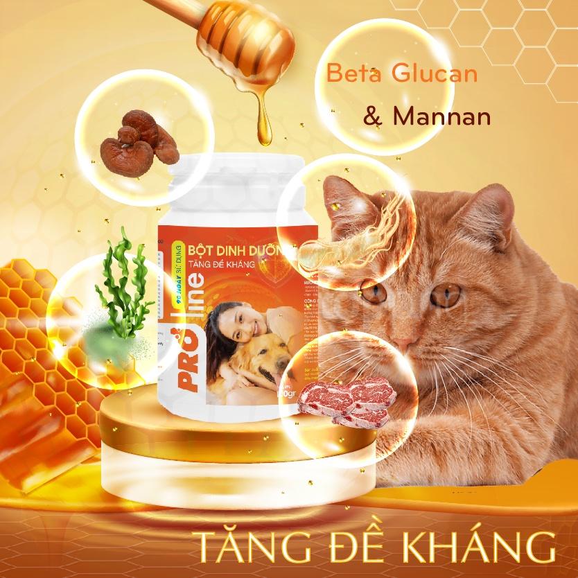 Bột dinh dưỡng tăng đề kháng dành cho chó mèo Proline-Bổ sung beta glucan, vitamin, canxi, lysine, zinc