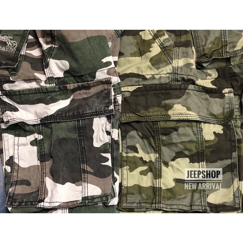 Quần ngắn_short kaki túi hộp dã ngoại_du lịch - Camo Trắng