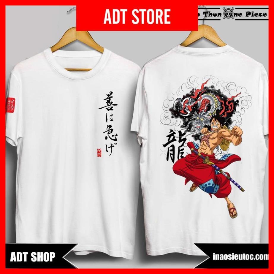 ️️Áo Thun In Hình Monkey D. Luffy One Piece Màu Trắng và Đen Cực Ngầu, Cực chất Full Size 5kg - 85kg