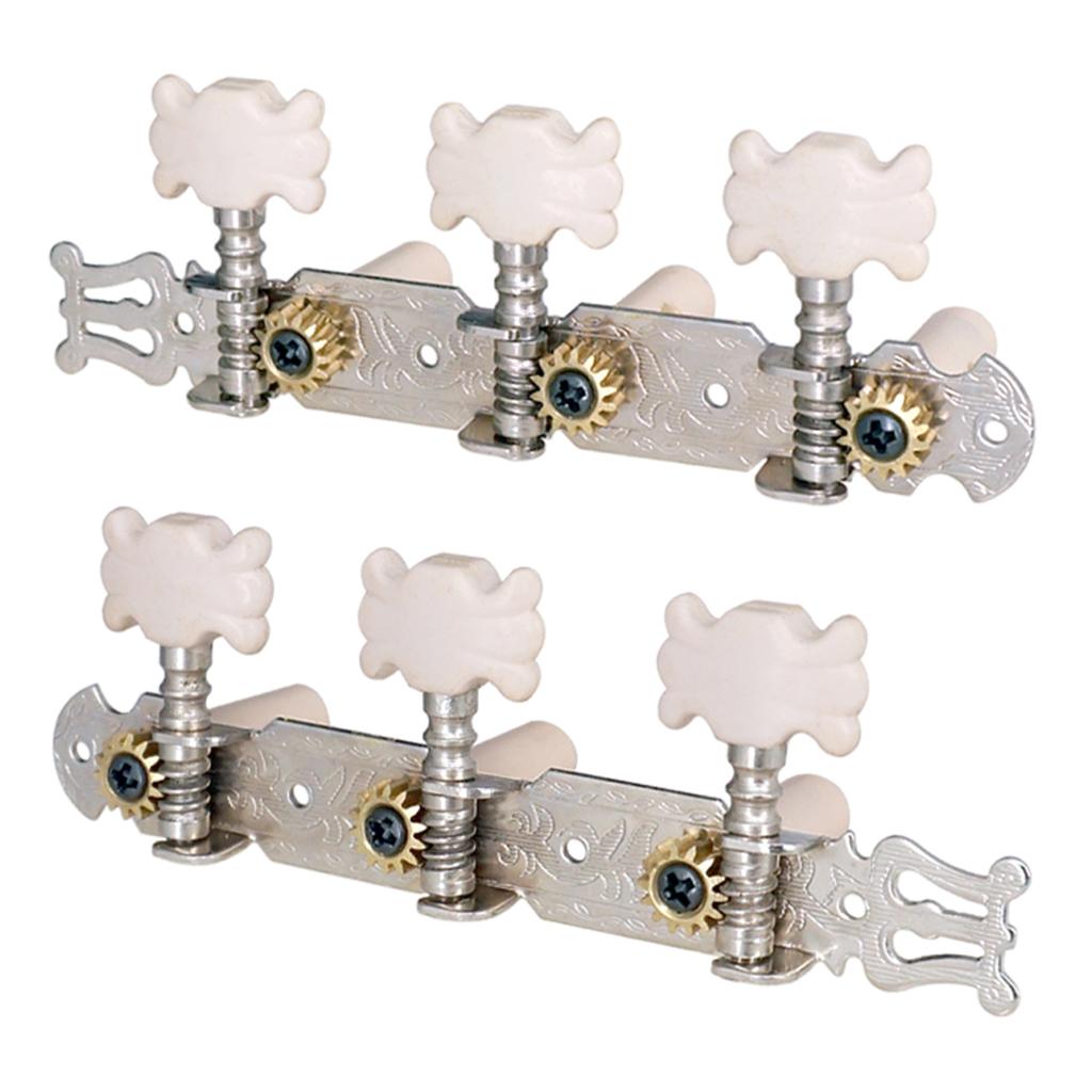 2pcs Classical Guitar Tuning Pegs Keys Machine Heads Tuner with White Button