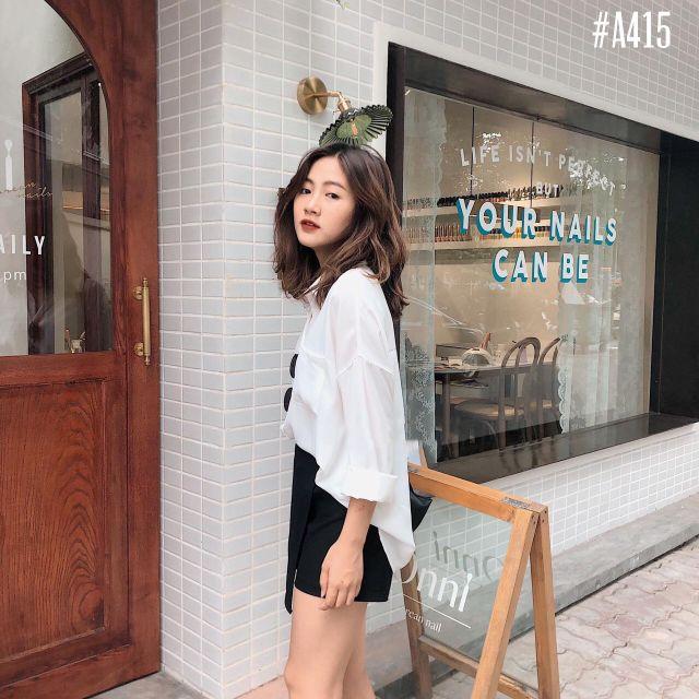 Áo sơ mi nữ trắng form rộng phong cách siêu hot