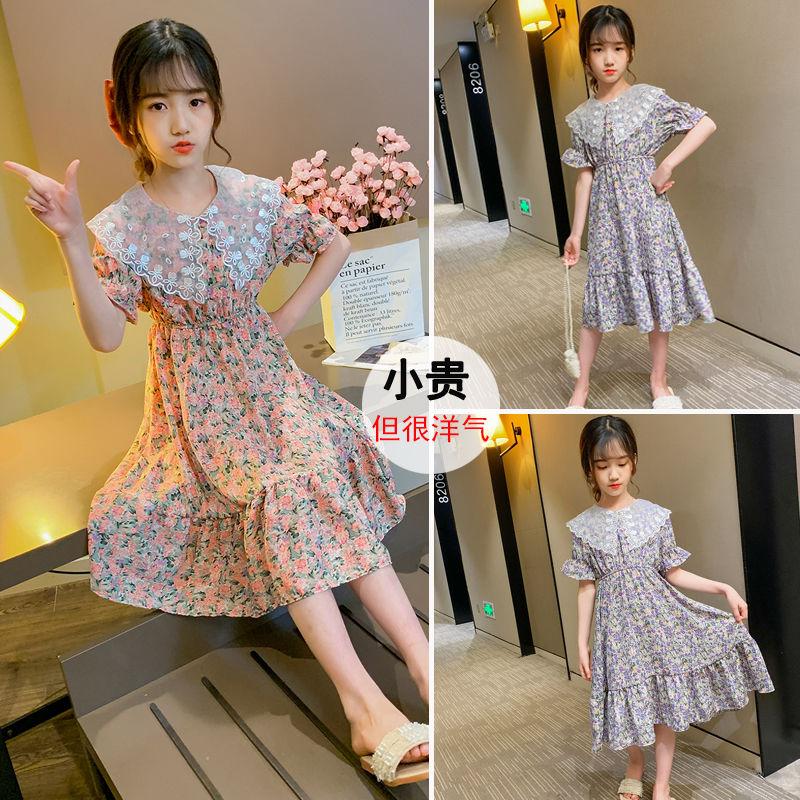 DONGSHOP HOT Cô gái ăn mặc mùa hè trang phục mùa hè 2022 tây váy công chúa cô gái hoa đầm đầm chiffon váy mùa hè