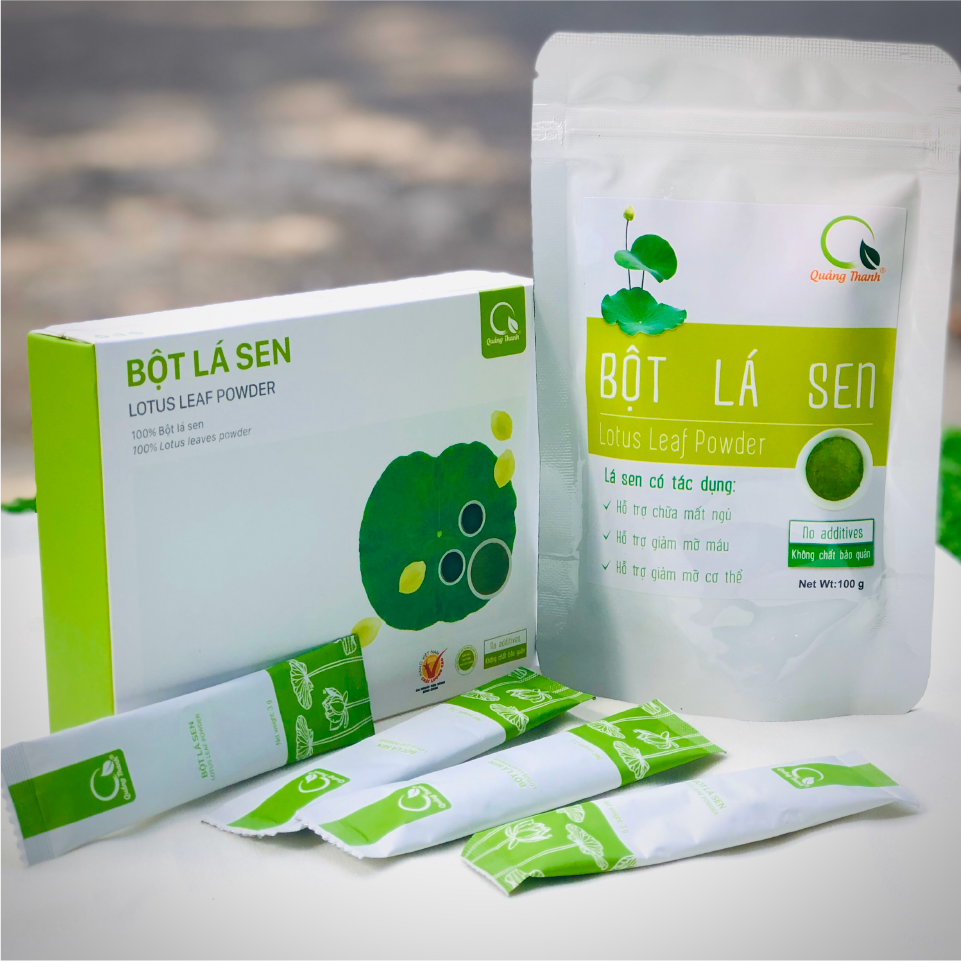 Bột Lá Sen Quảng Thanh 100% Nguyên Chất Sấy Lạnh - Ngủ ngon, giảm mỡ máu, giảm cân - Gói 100 gr