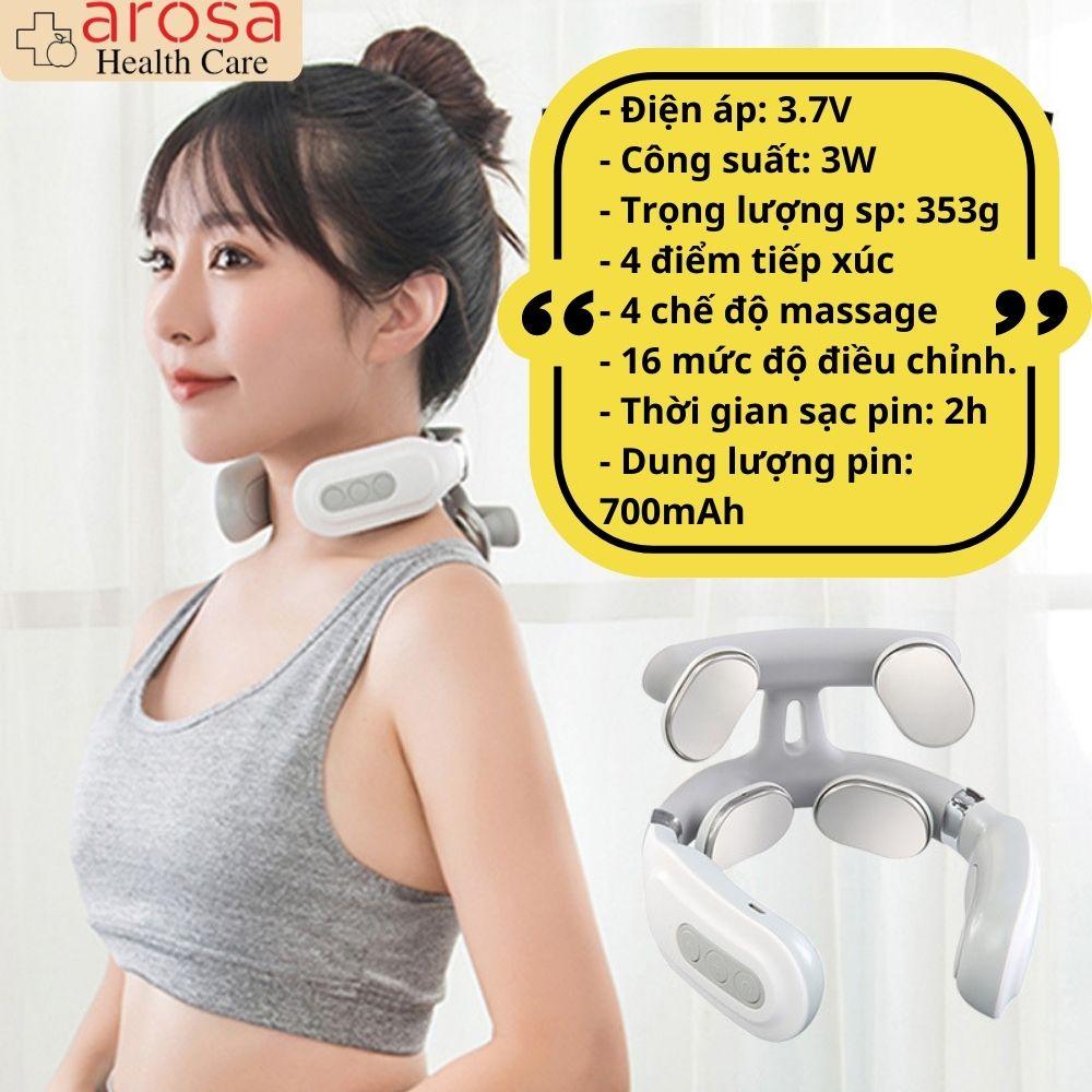 Gối Matxa Cổ Vai Gáy, Massage Xung Điện Giúp Giảm Đau, Máy Mát Xa Nhiều Chế Độ Cổng Sạc USB