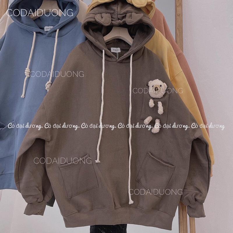 áo nỉ hoodie gấu bông