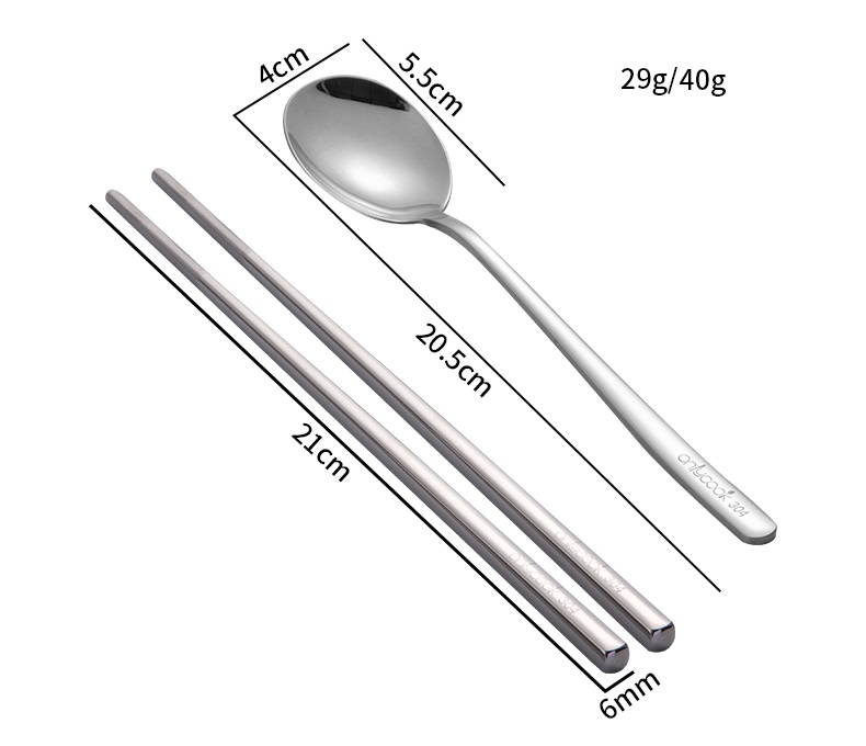 Khay Đựng Cơm Inox 304 Kèm Muỗng Đũa -27x20x6.5cm - 602g