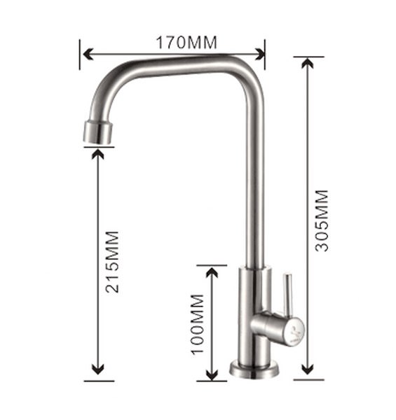 Vòi bếp chỉ lạnh cổ vuông loại nhỏ cao 31 SUS304 + dây cấp