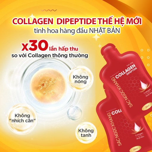 Nước uống đẹp da Collagen Dipeptide Sắc Ngọc Khang tinh khiết nhập khẩu từ Nhật Bản, đạt chuẩn hàm lượng hấp thụ nhanh & vượt trội giúp trẻ hóa làn da - săn chắc và sáng mịn