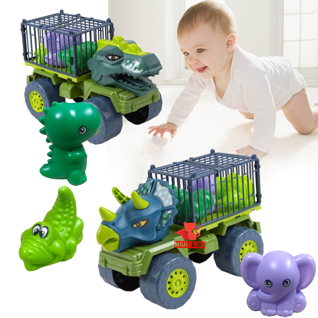 Xe Lồng Khủng Long Kèm 3 Con Thú Nhỏ Size Đại Bằng Nhựa Hàng Việt Nam