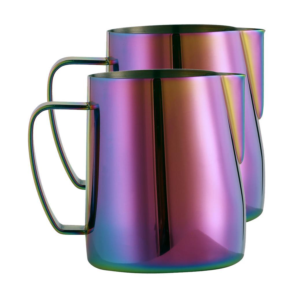 2pcs/set Stainless Steel Milk Frothing Jug Frother Coffee Latte Pitcher Mug