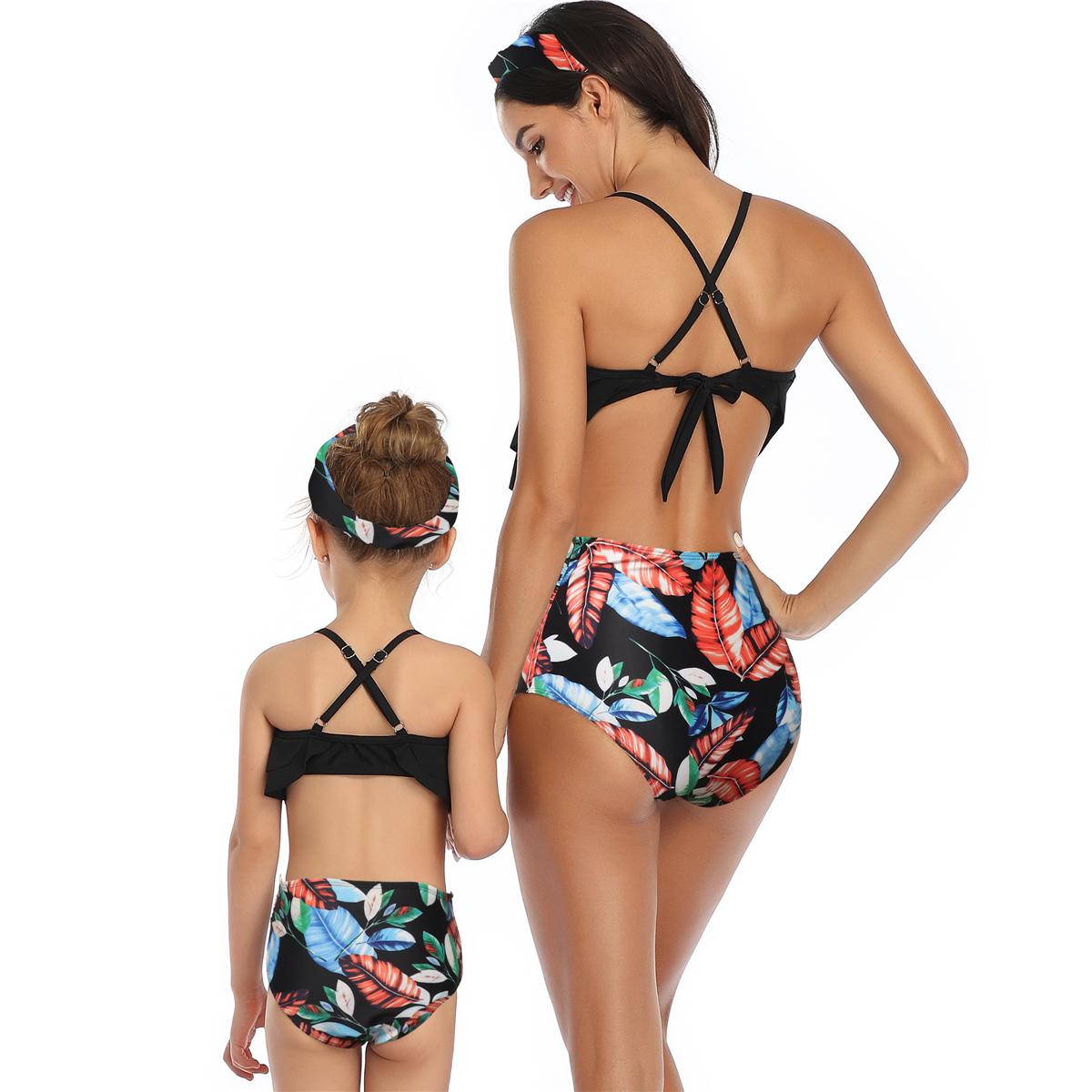 Năm 2021 Mẹ Con Gái Đầm Họ Phù Hợp Với Đồ Bơi Mẹ Bơi Bikini Áo Tắm Trẻ Em Biquini Trang Phục