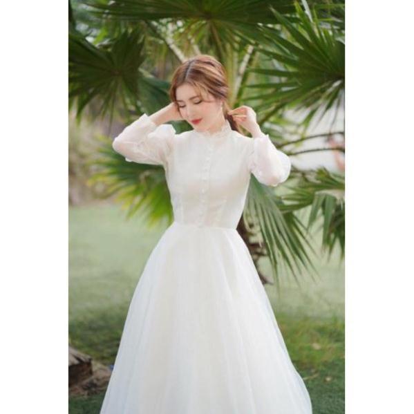 ĐẦM MAXI XOÈ TAY DÀI PHỒNG KẾT NÚT BỌC SIÊU XINH -MS44Y- SIZE M/L ĐẾN 57kg MMR