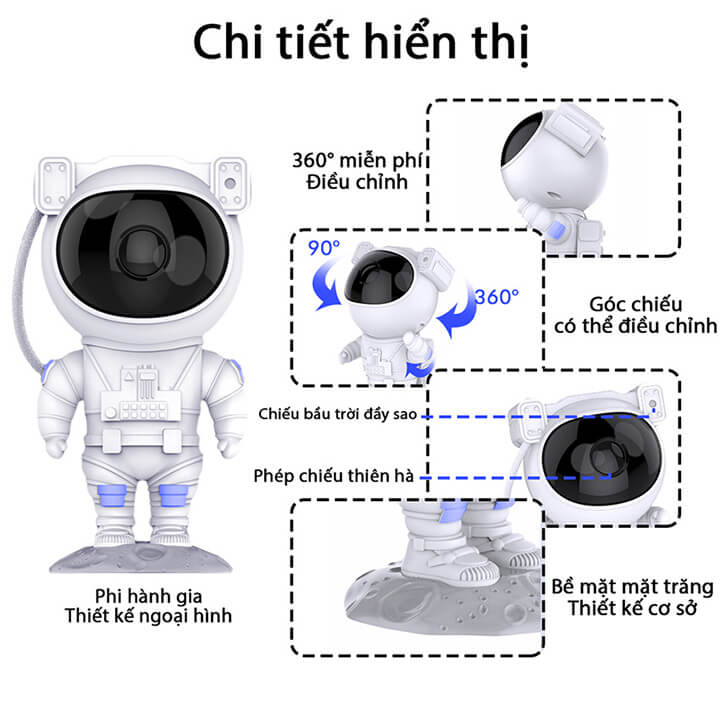 Đèn phi hành gia chiếu sao thiên hà Laser mẫu mới có điều khiển từ xa, đèn ngủ chiếu sao vũ trụ trang trí phòng ngủ