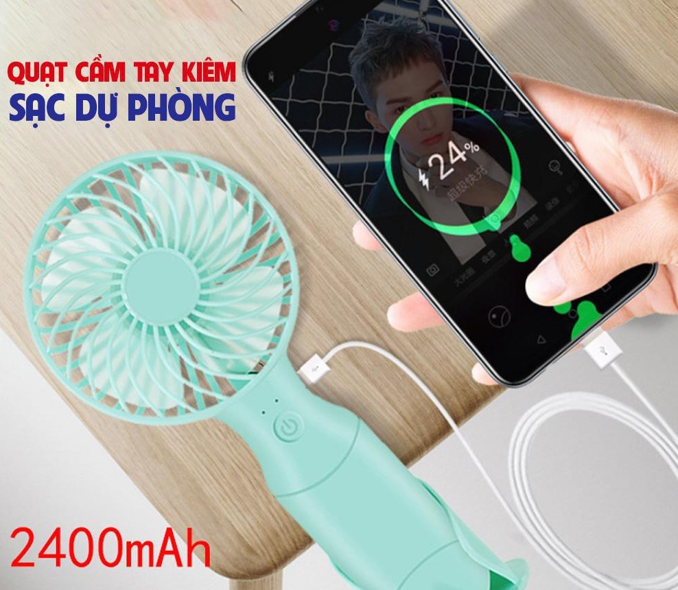 Quạt mini cầm tay đa năng kiêm sạc dự phòng N10 quạt sạc tích điện sử dụng - Hàng nhập khẩu