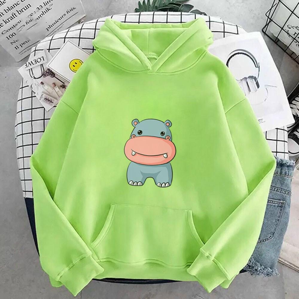 Áo hoodie nam nữ in hình Hà Mã dễ thương, chất nỉ dày dặn, nón 2 lớp, thích hợp làm áo cặp William - DS132