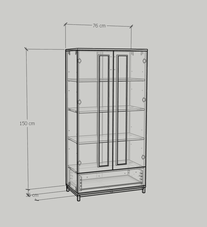 [Happy Home Furniture] LOUIS , Tủ lưu trữ - chân sắt , 76cm x 36cm x 150cm ( DxRxC), TCM_029