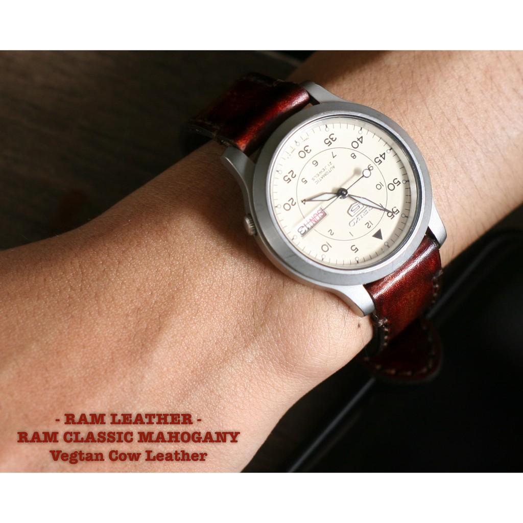 DÂY ĐỒNG HỒ DA BÒ Ý MÀU GỖ MAHOGANY - RAM CLASSIC 1975