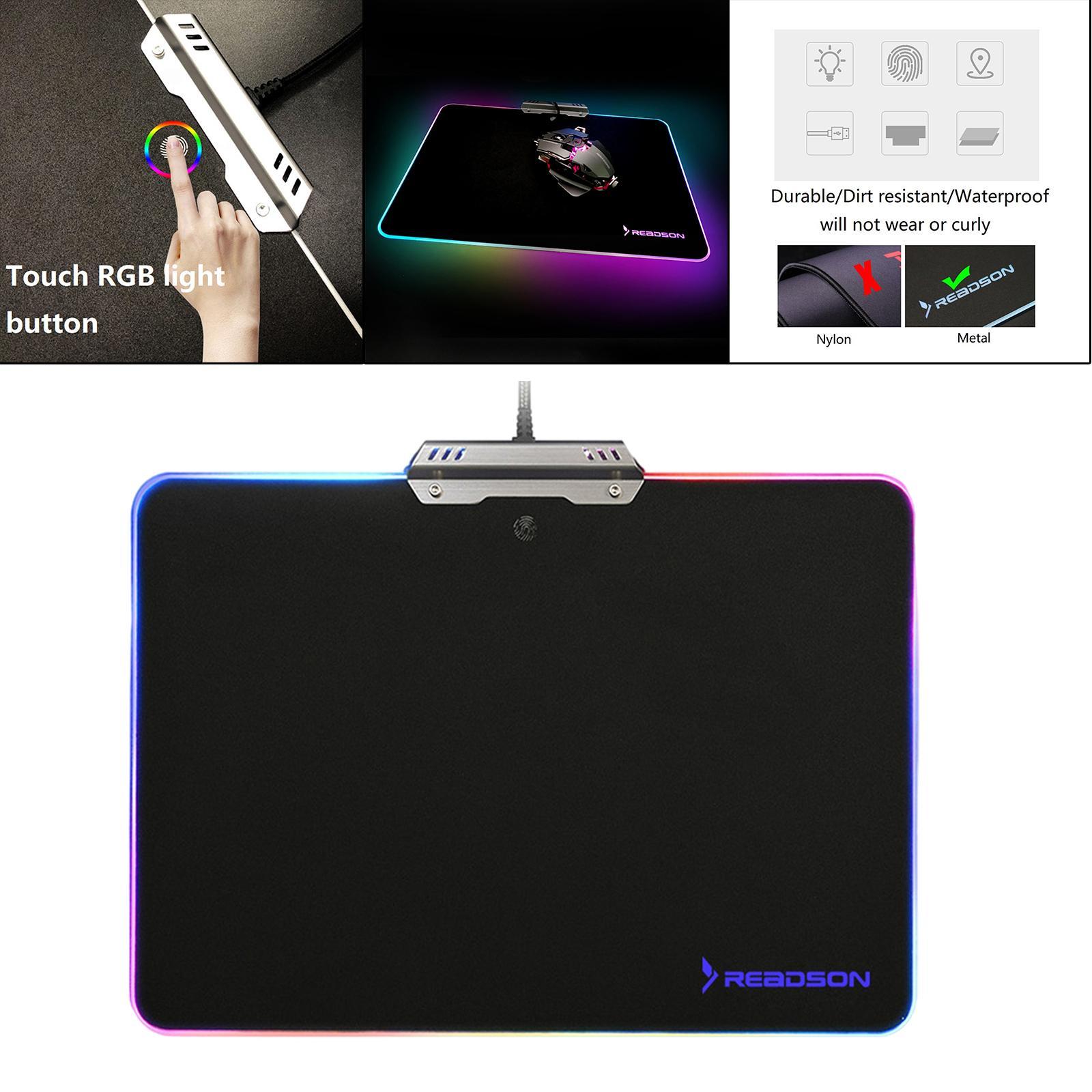 Metal Gaming Mouse Pad Anti-Slip Mouse Mat with Backlit for Office Home