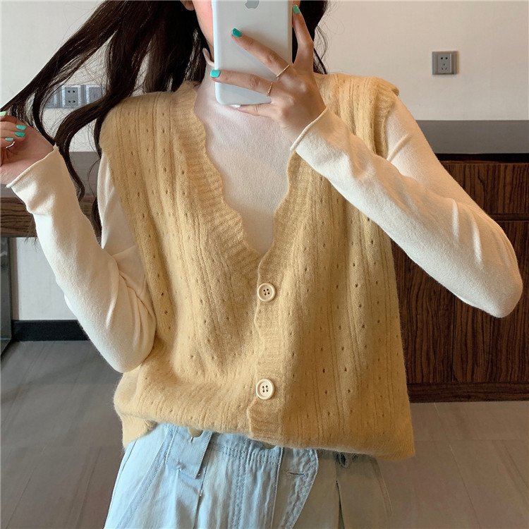 Áo cardigan nữ, áo gile  len khoác ngoài sát nách đóng cúc mẫu mới thu đông GL05